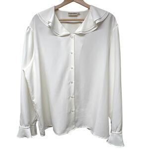 Vintage Susan Bristol Cream Button Up Blouse Top Coquette Collar Plus Size 18 W